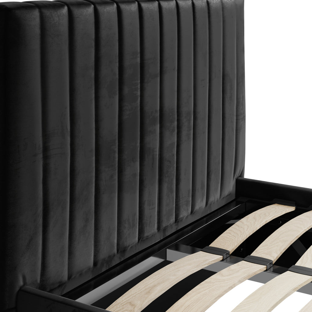 Berlin Black Velvet Ottoman Single Bed